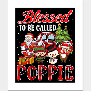 Blessed To Be Called Poppie Christmas Buffalo Plaid Truck Posters and Art